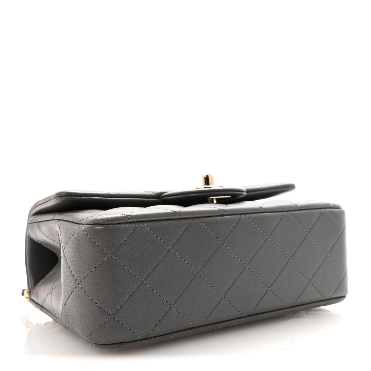 Chanel Lambskin Quilted Mini Top Handle Rectangular Flap Dark Grey 4 of 10