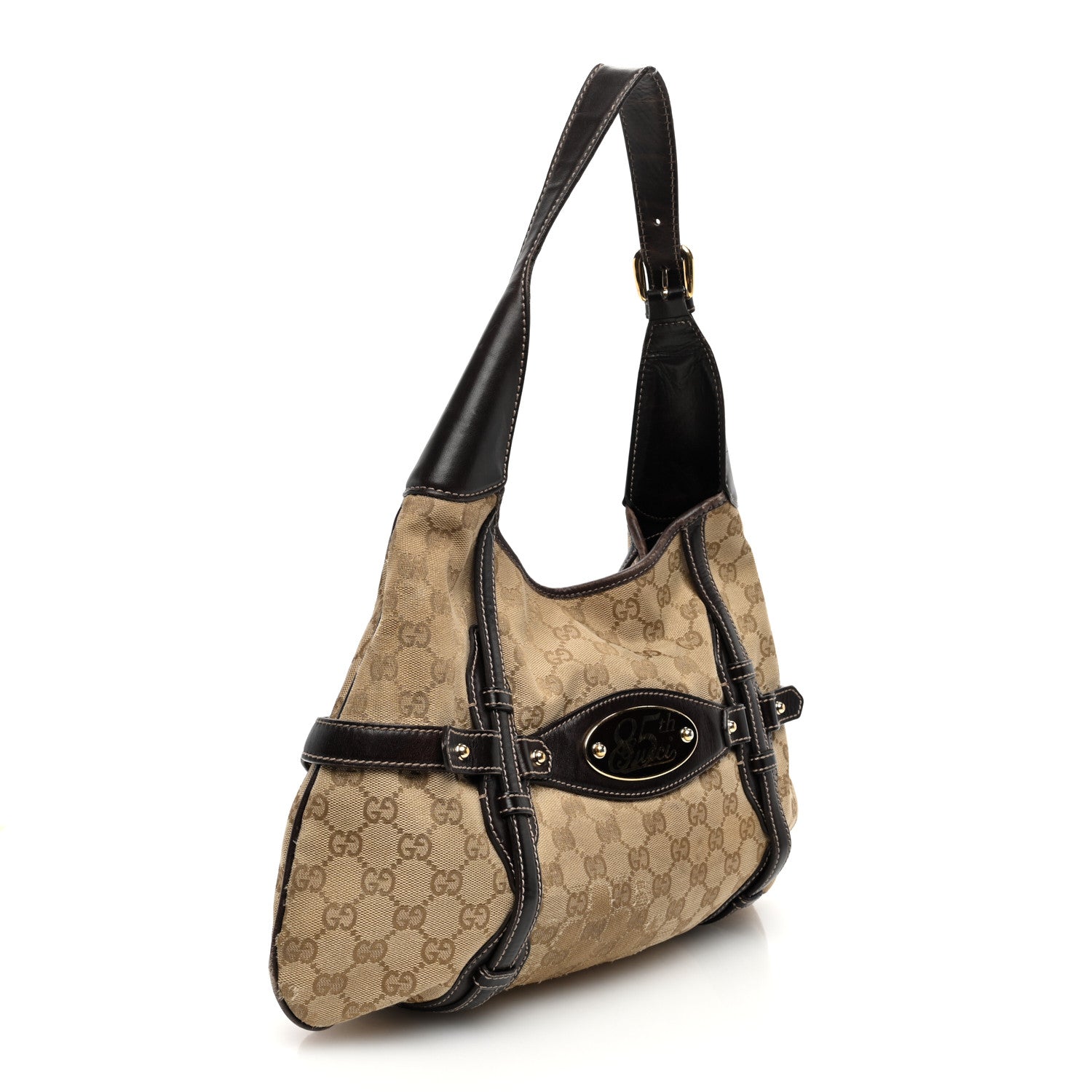 Gucci Monogram Large Horsebit 85th Anniversary Hobo Dark Brown 3 of 15