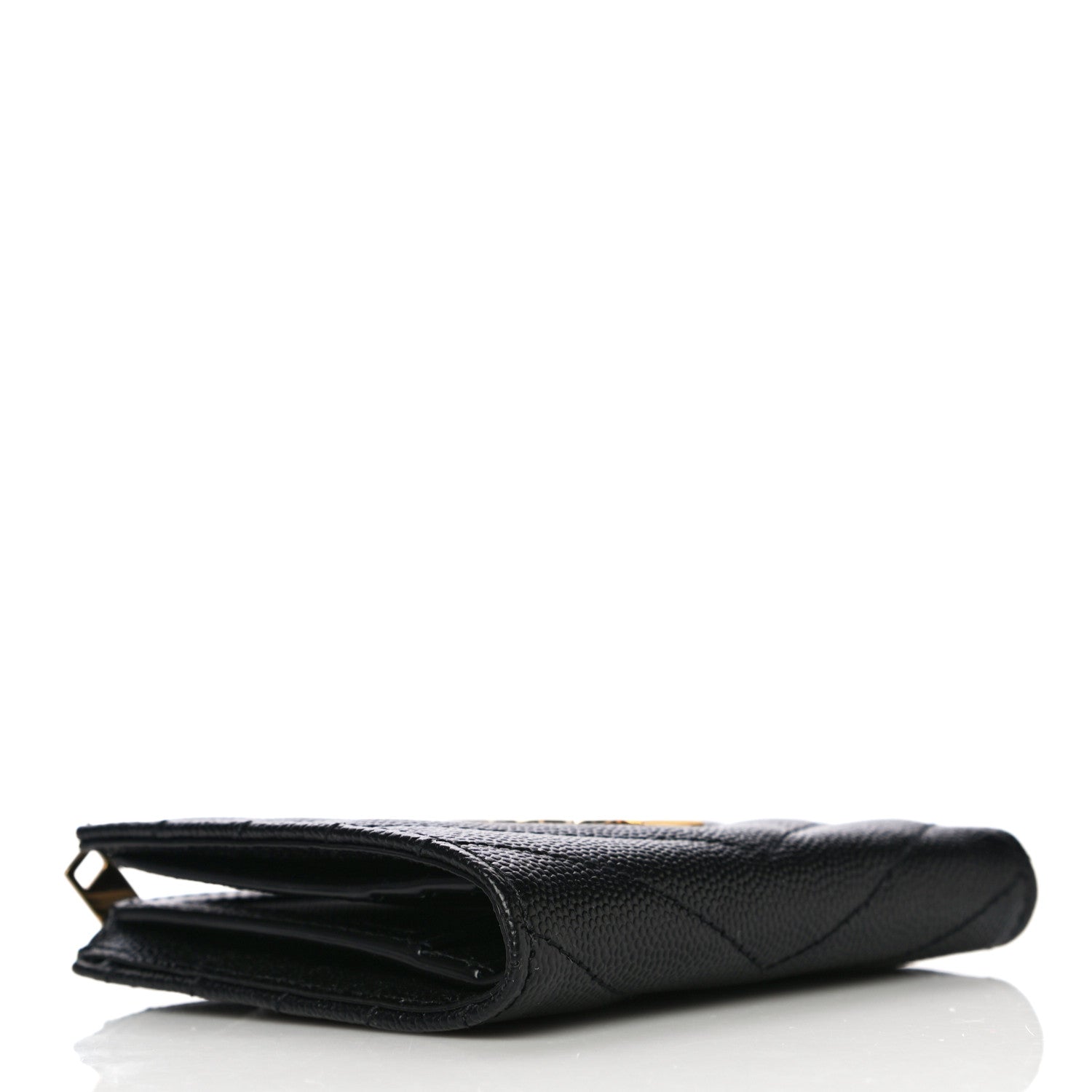 Saint Laurent Grain De Poudre Matelasse Chevron Monogram Zipped Card Case Black 4 of 10
