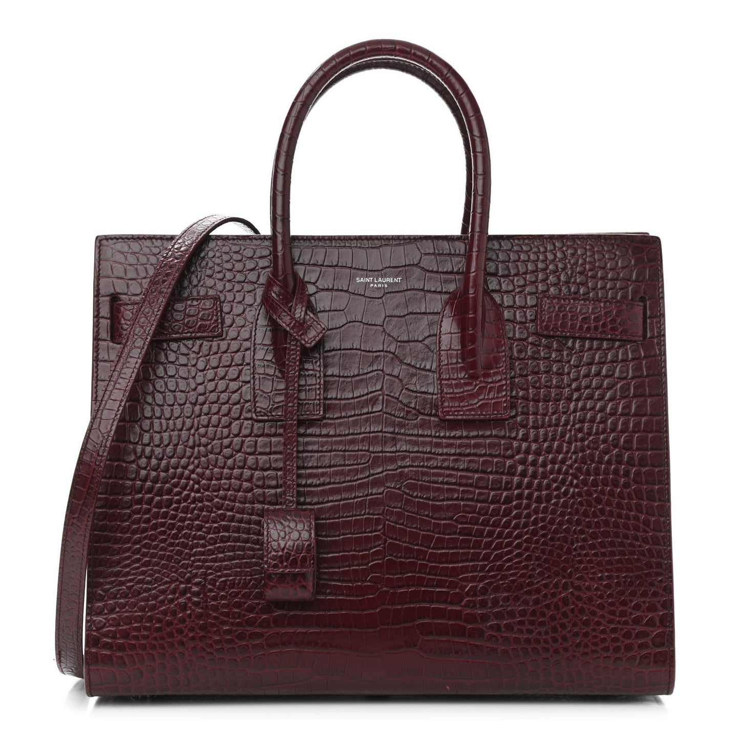 Calfskin Crocodile Embossed Small Sac de Jour Wine