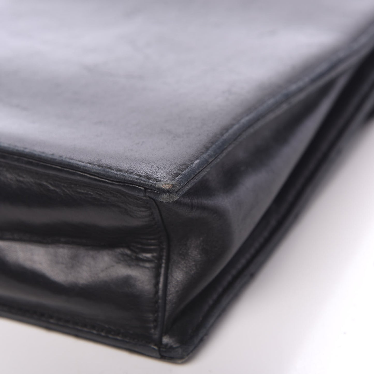 Lambskin Top Handle Logo Flap Black