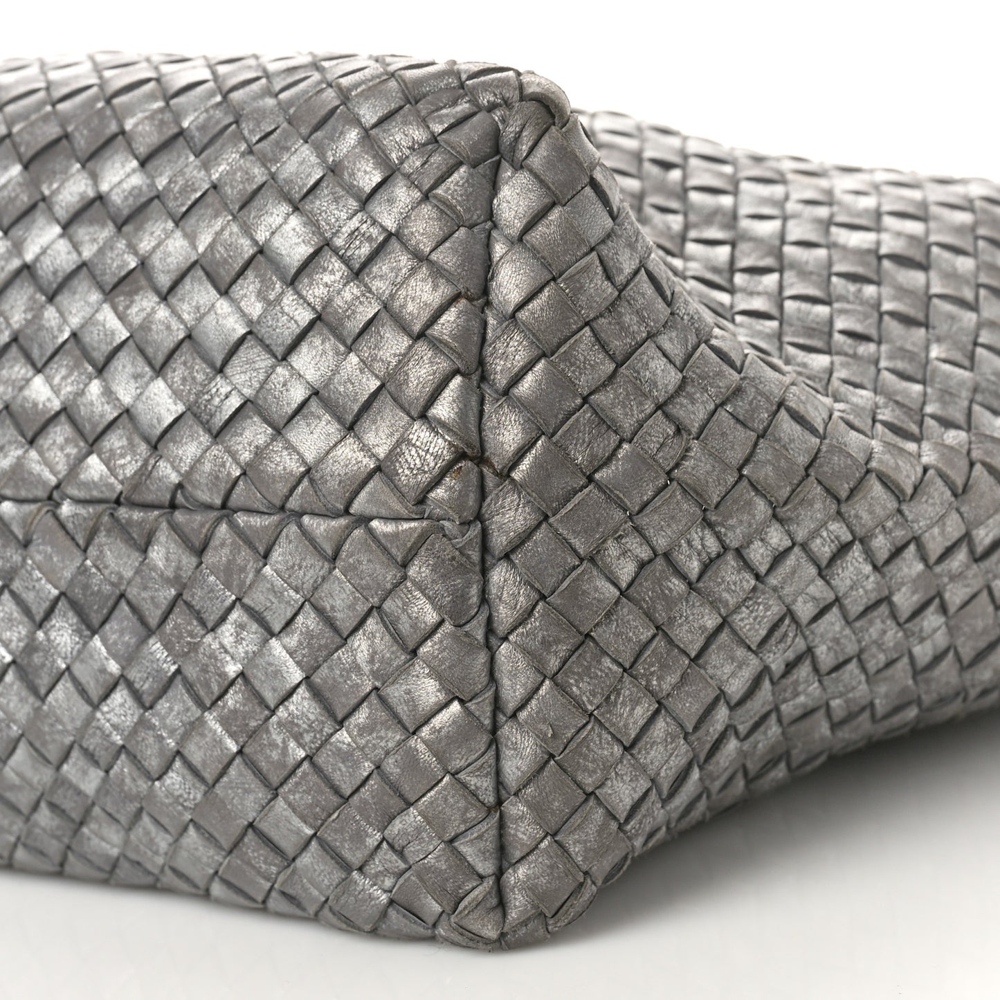 Metallic Nappa Intrecciato Medium Moon Cabat Silver
