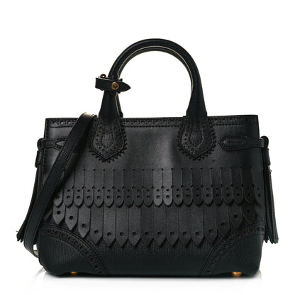 Burberry Calfskin Broguing Small Banner Tote Black 1 of 14