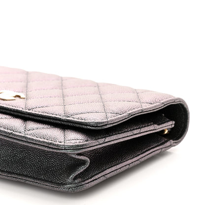 Chanel Iridescent Caviar Quilted Wallet On Chain WOC Black 10 of 10