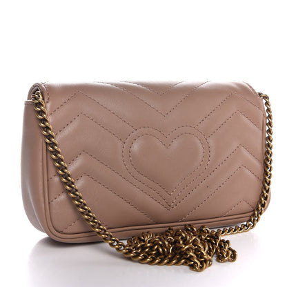 Gucci Calfskin Matelasse Super Mini GG Marmont Shoulder Bag Porcelain Rose 3 of 7