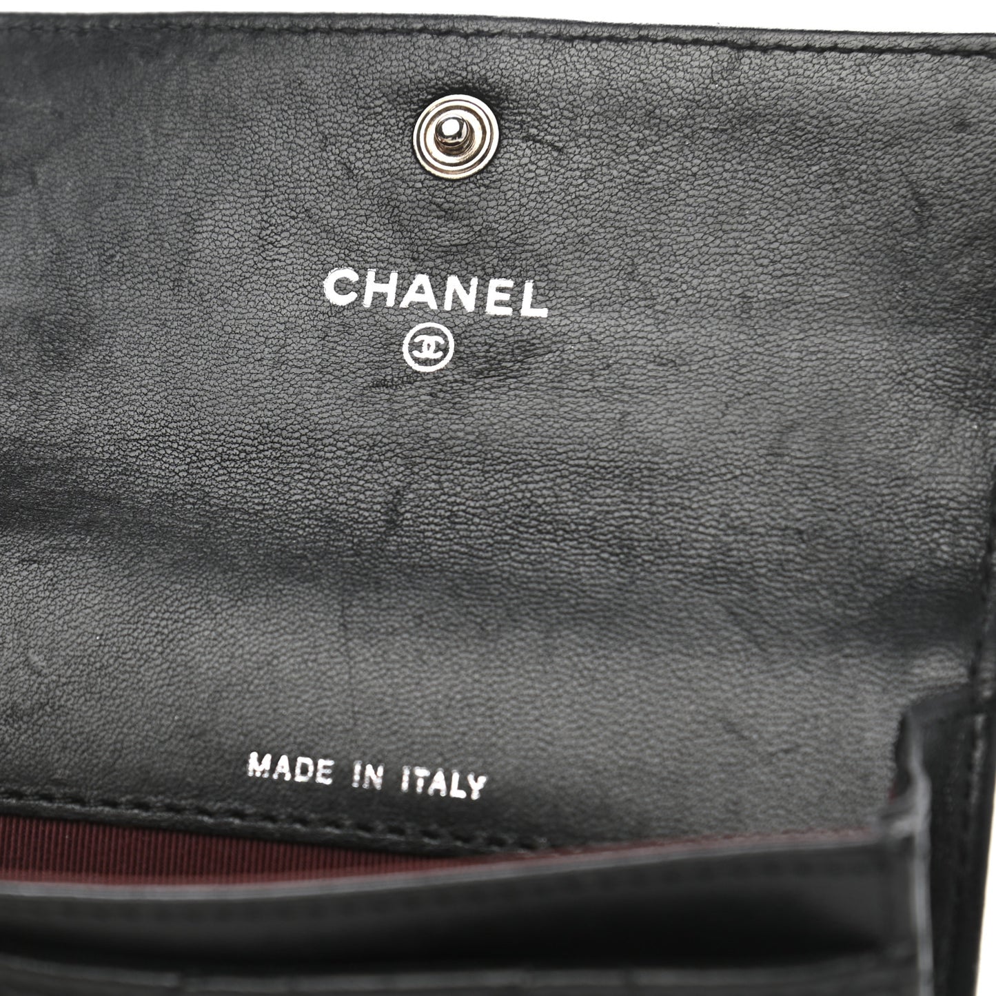 Lambskin Quilted Flap Card Holder Black