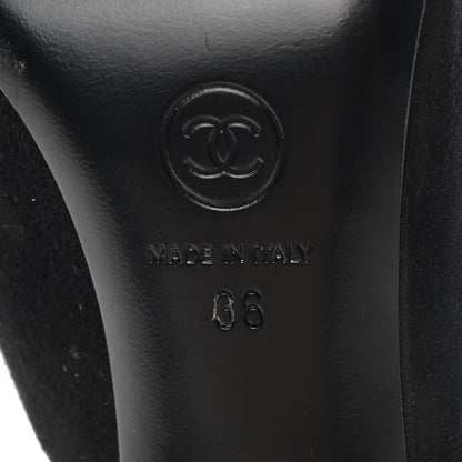 Chanel Suede Patent Calfskin Cap Toe Pearl Mule 36 Black 6 of 9