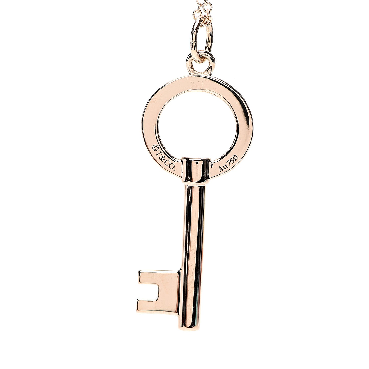 18K Rose Gold Modern Keys Open Round Key Pendant Necklace
