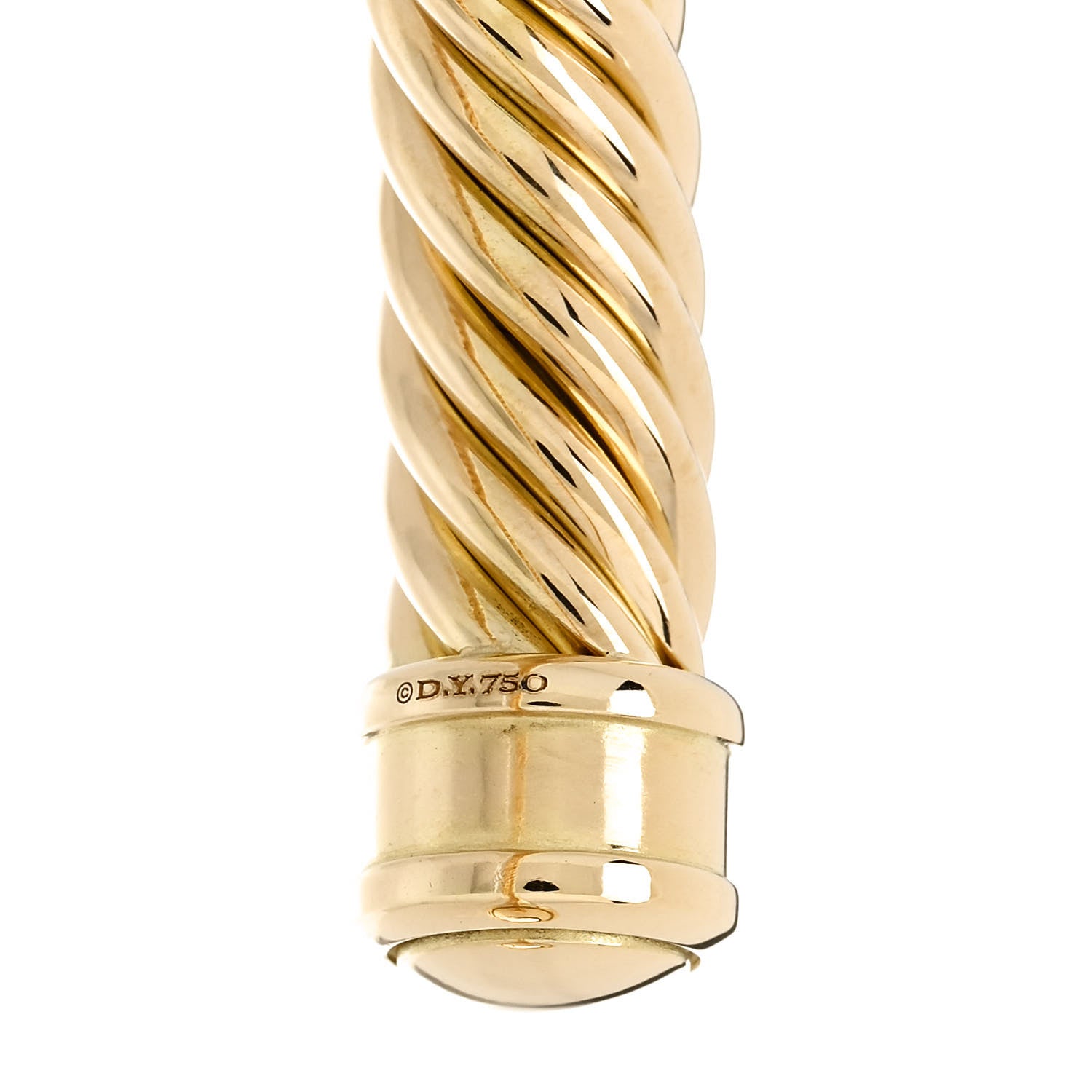 David Yurman 18K Yellow Gold 7mm Cablespira Oval Bracelet 3 of 4
