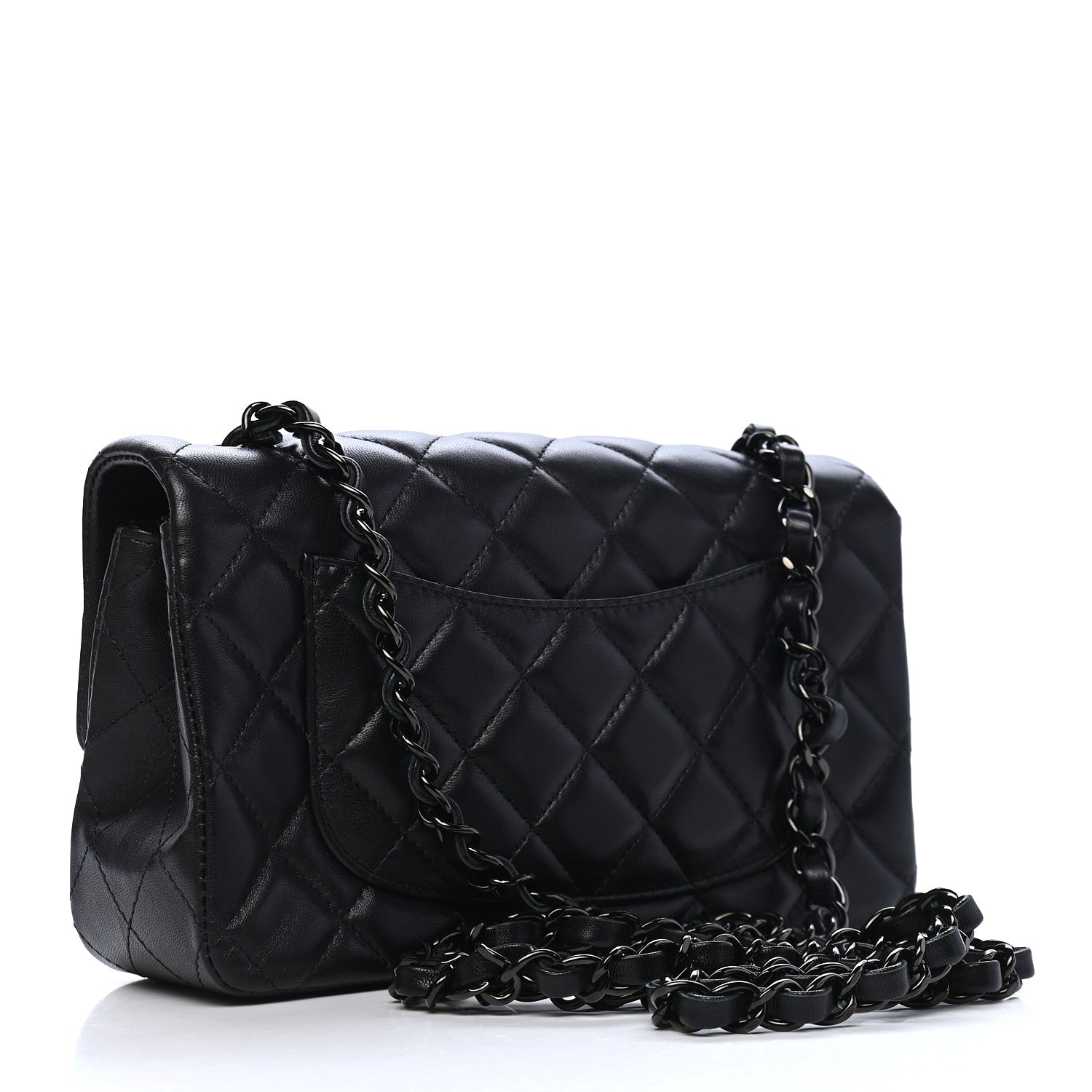 Chanel Lambskin Quilted Mini Rectangular Flap So Black 2 of 8