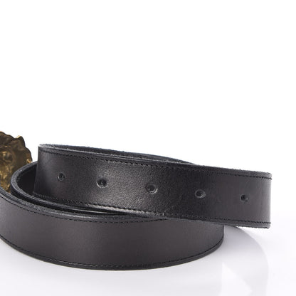 Saint Laurent Leather Lion Head Buckle Belt 85 Black Gold 4 of 6