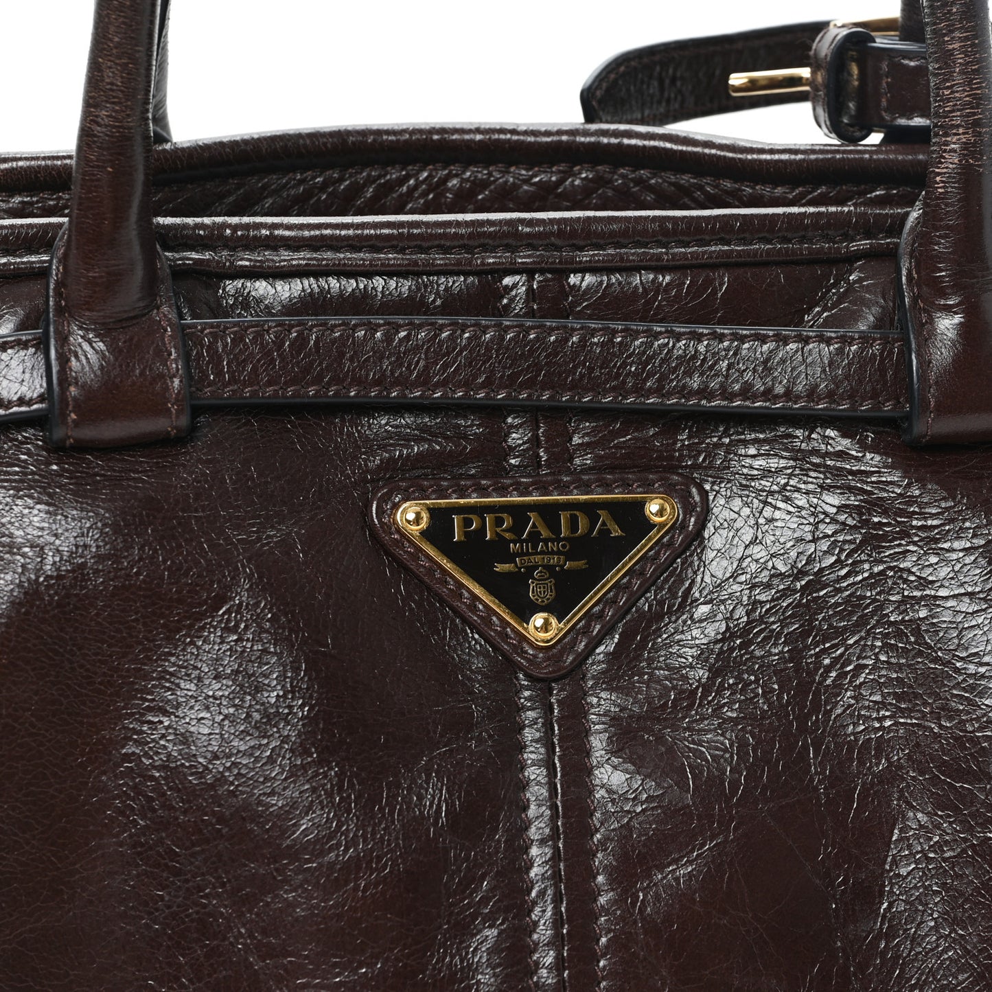 Glossy Calfskin Triangle Medium Bonnie Shoulder Bag Dark Brown