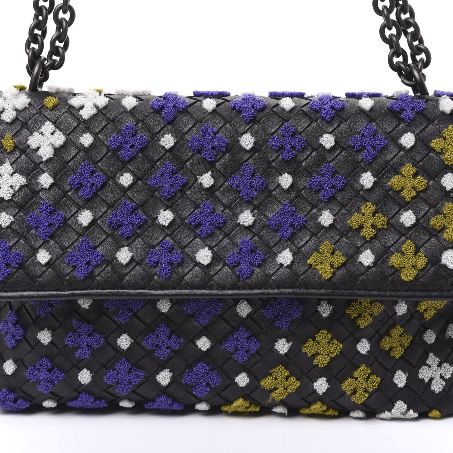 Nappa Intrecciato Embroidered Small Olimpia Black Multicolor