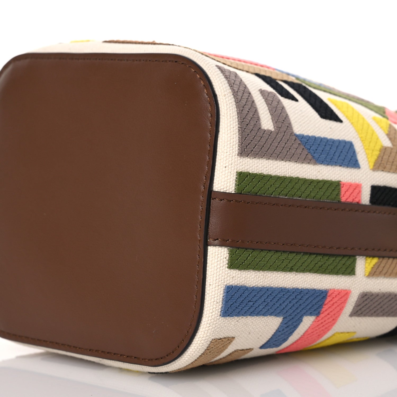 Fendi Kuban Canvas Vitello King F is Fendi FF Embroidered Mini Mon Tresor Bucket Bag Multicolor Cuoio 10 of 10