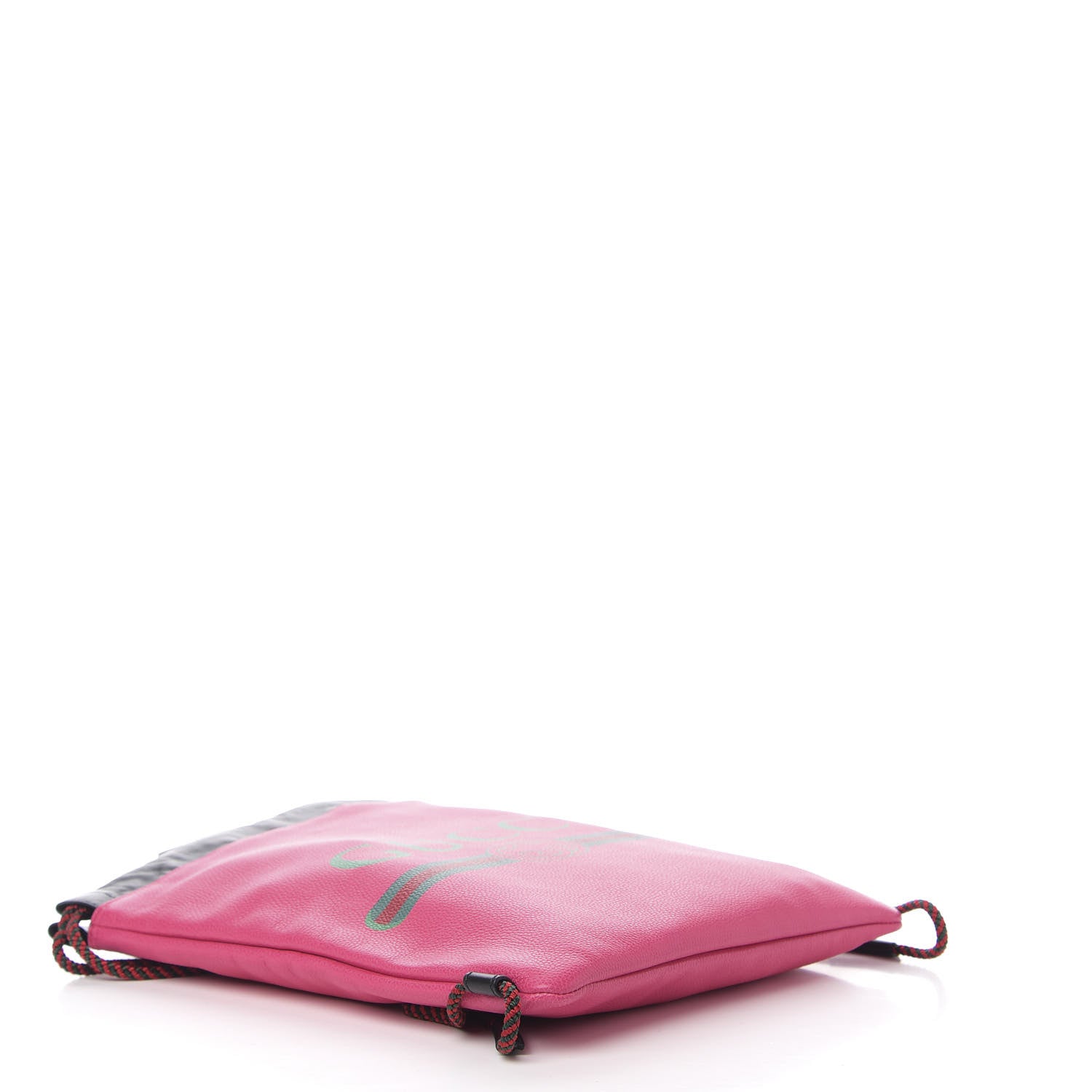 Gucci Grained Calfskin Logo Drawstring Backpack Box Pink Green Black 4 of 10