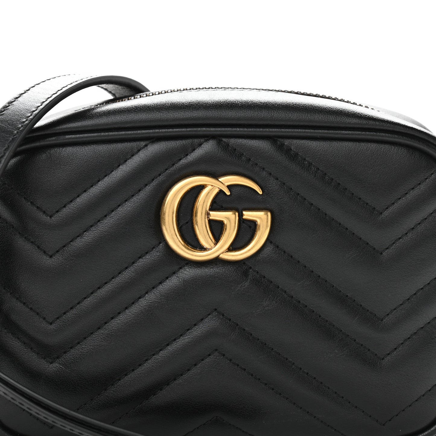Calfskin Matelasse Mini GG Marmont Chain Shoulder Bag Black