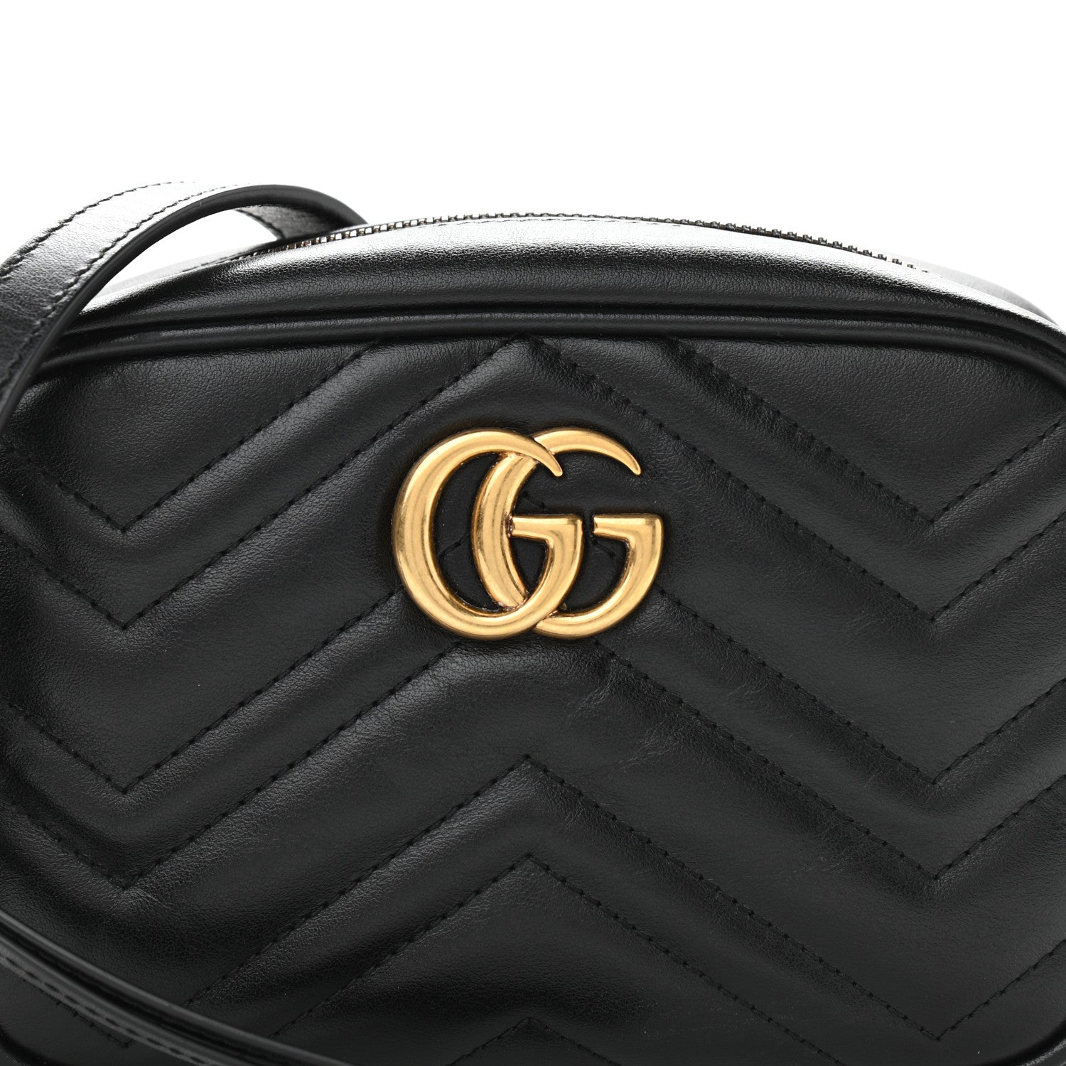 Gucci Calfskin Matelasse Mini GG Marmont Chain Shoulder Bag Black 8 of 10