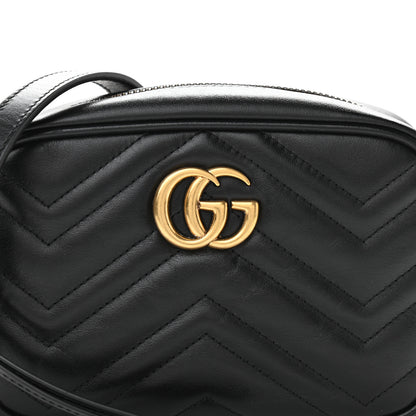 Gucci Calfskin Matelasse Mini GG Marmont Chain Shoulder Bag Black 8 of 10