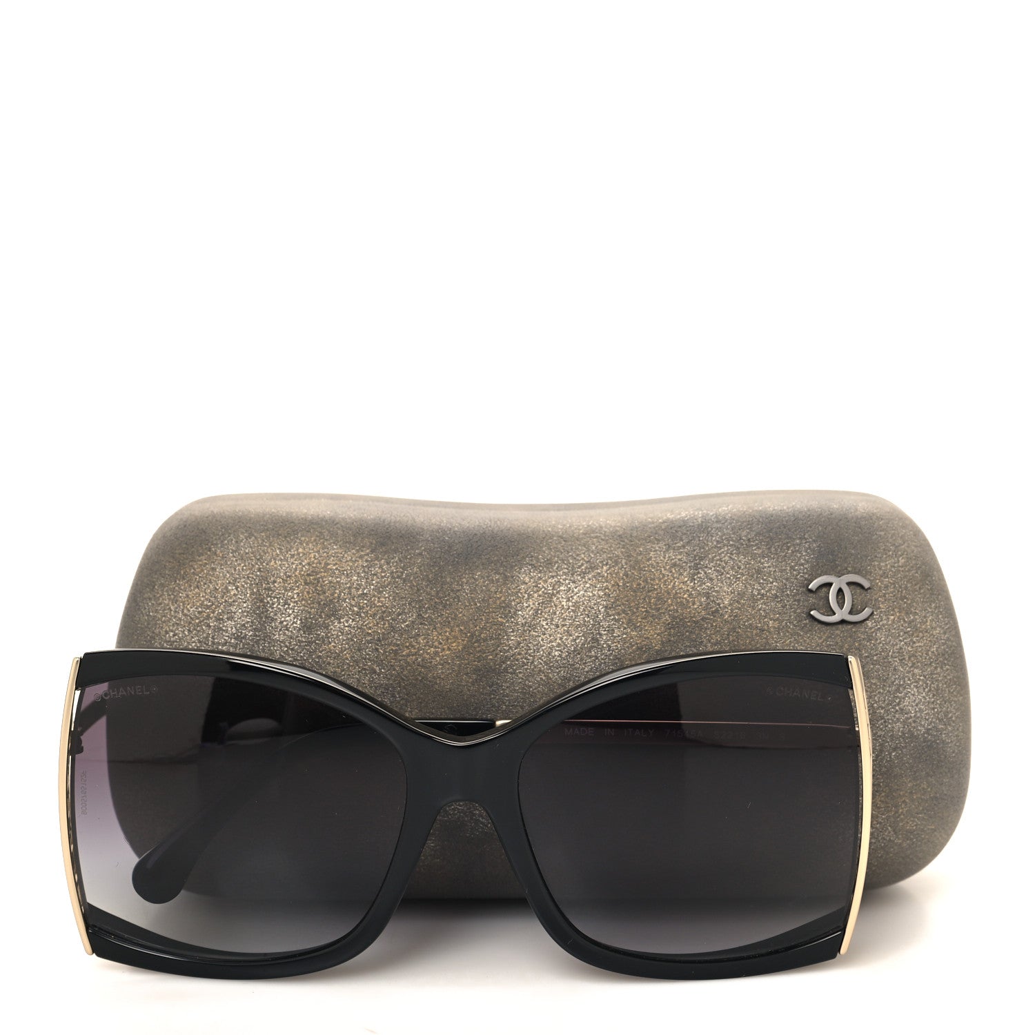 Chanel Acetate Metal Logo Square Sunglasses 71545A Black Gold 8 of 8