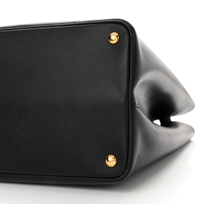 Prada Saffiano Cuir Large Double Bag Black Fuoco 9 of 9