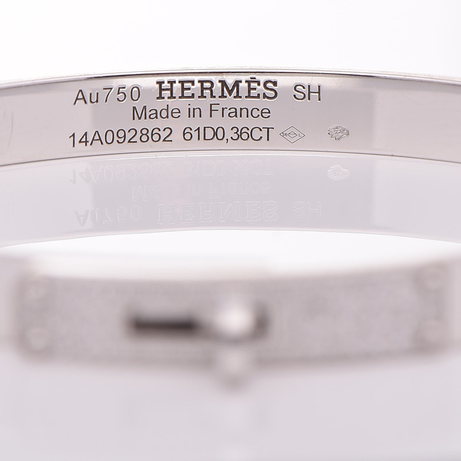 Hermes 18K White Gold Diamond PM Kelly Pave Bracelet SH 3 of 6