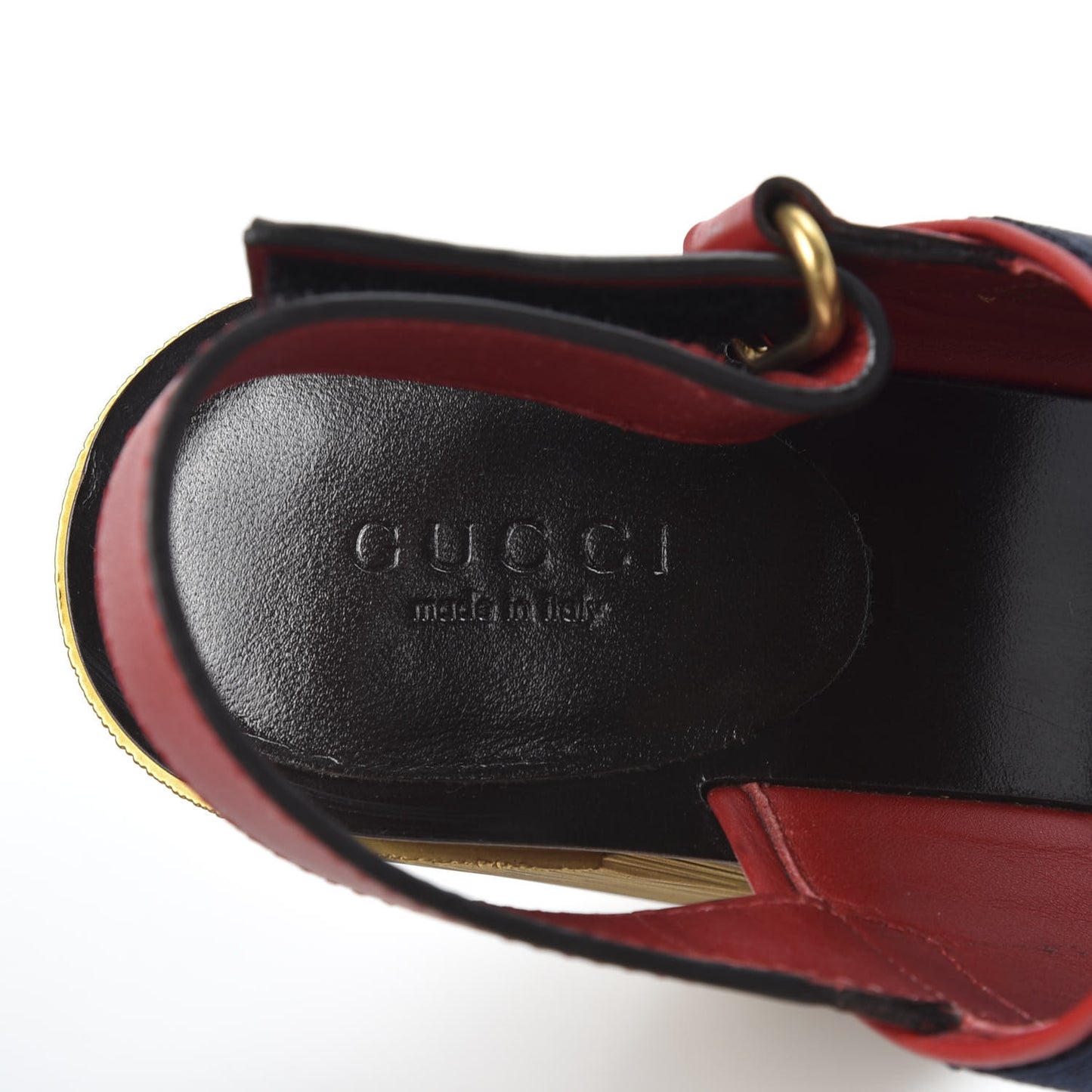 Calfskin Nylon Web Horsebit Lifford Sandals 37.5 Hibiscus Red