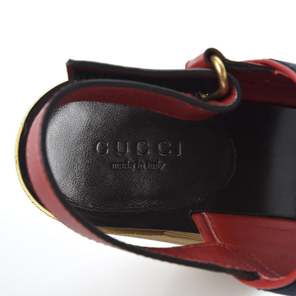 Gucci Calfskin Nylon Web Horsebit Lifford Sandals 37.5 Hibiscus Red 7 of 10