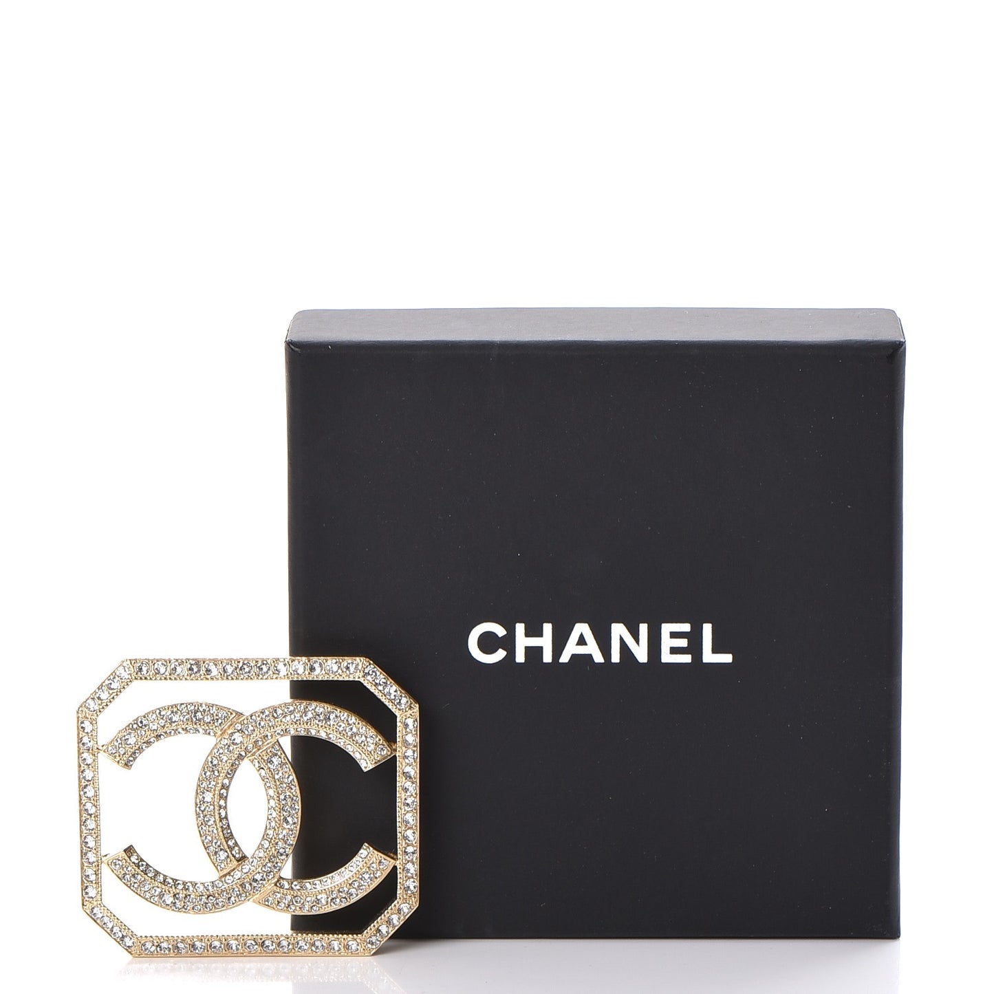 Crystal CC Brooch Light Gold