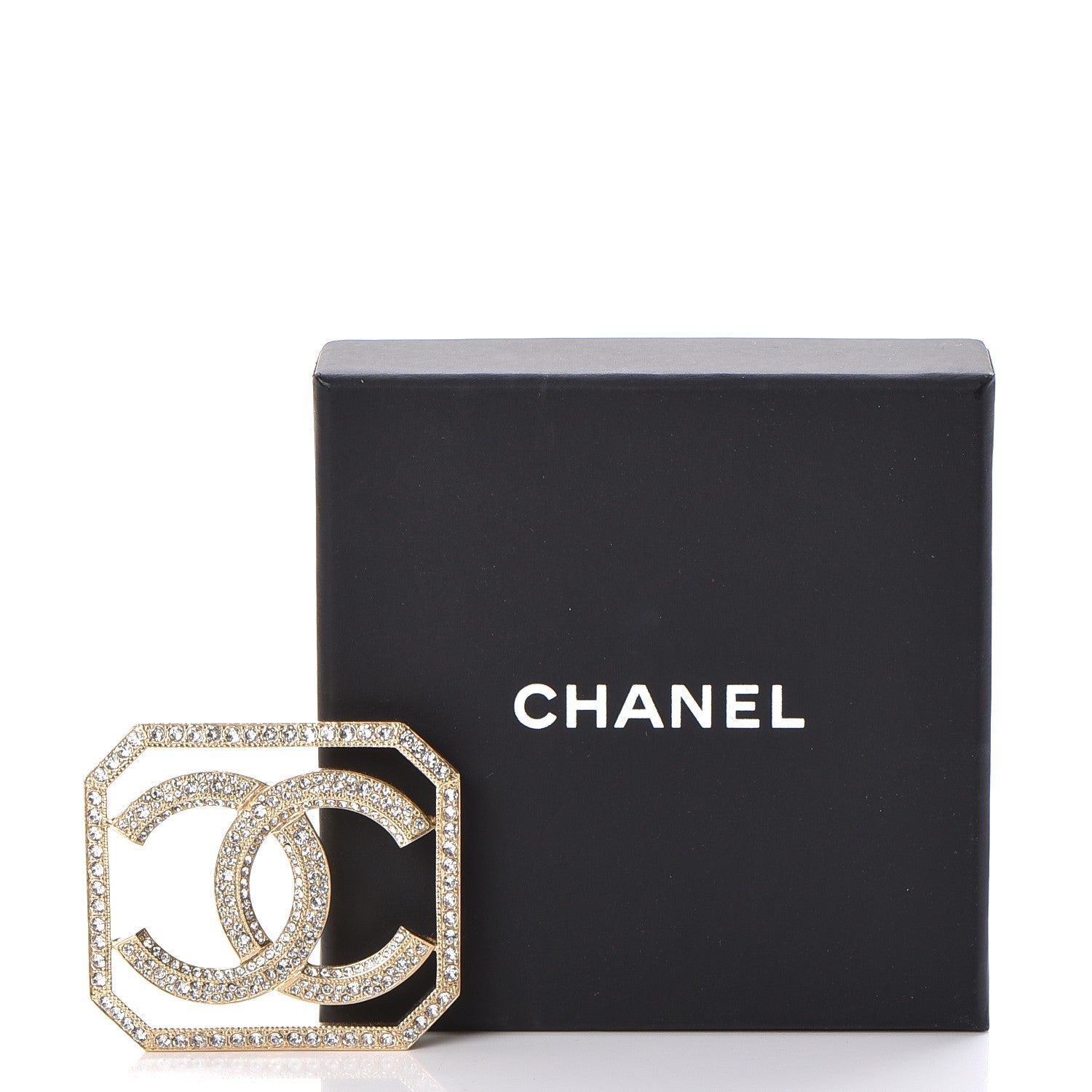 Chanel Crystal CC Brooch Light Gold 5 of 5