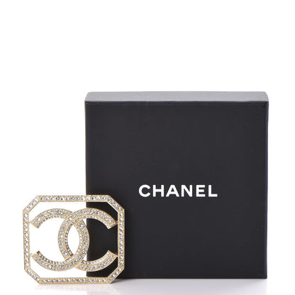 Chanel Crystal CC Brooch Light Gold 5 of 5