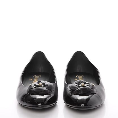 Chanel Lambskin Patent Cap Toe Camellia Ballerina Flats 42 Black 2 of 9