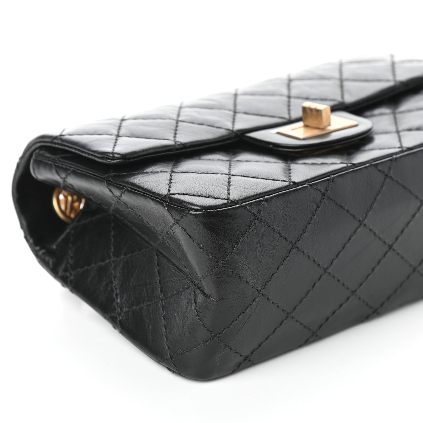 Aged Calfskin Quilted 2.55 Reissue Mini Flap Black