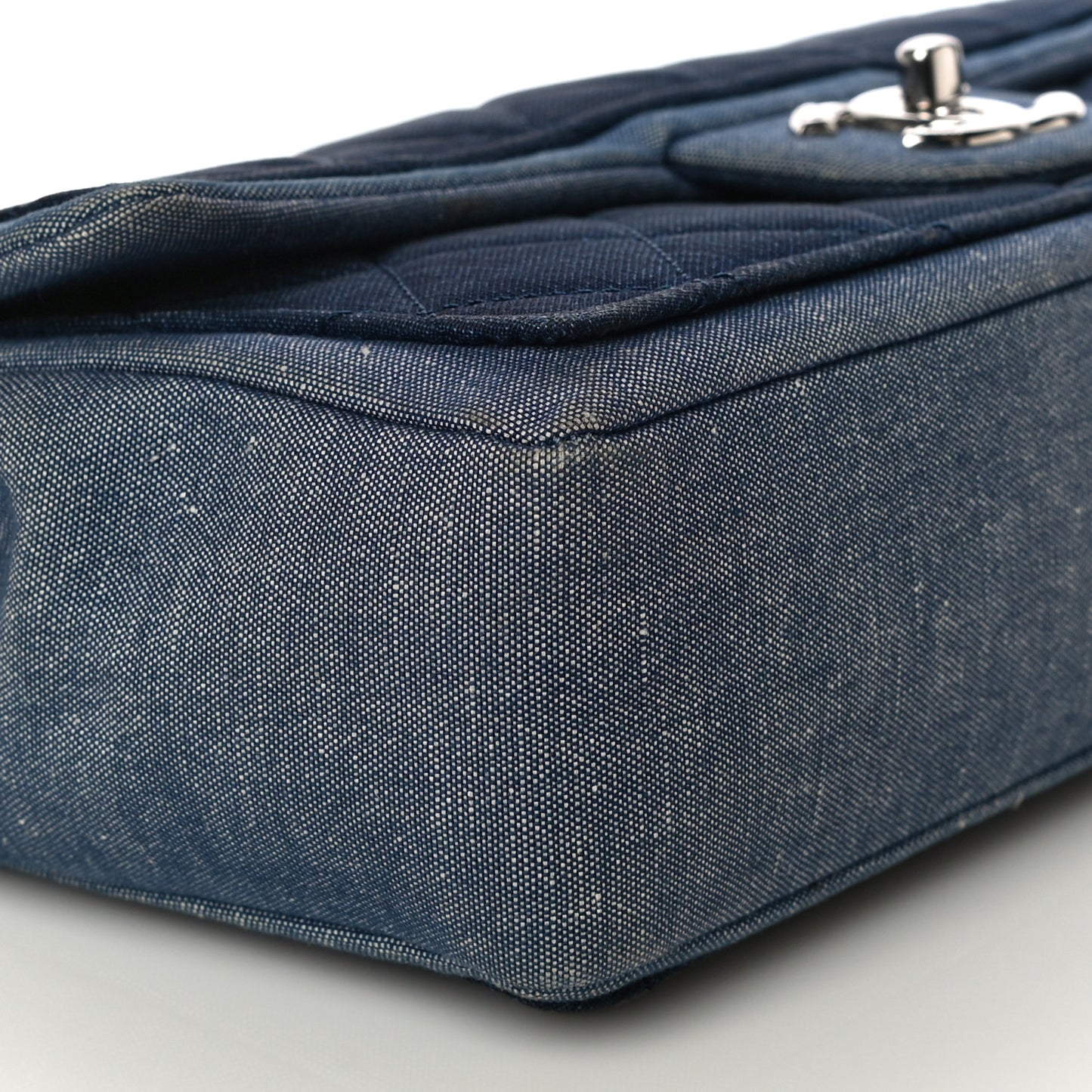 Denim Quilted Medium Graphic Flap Light Blue