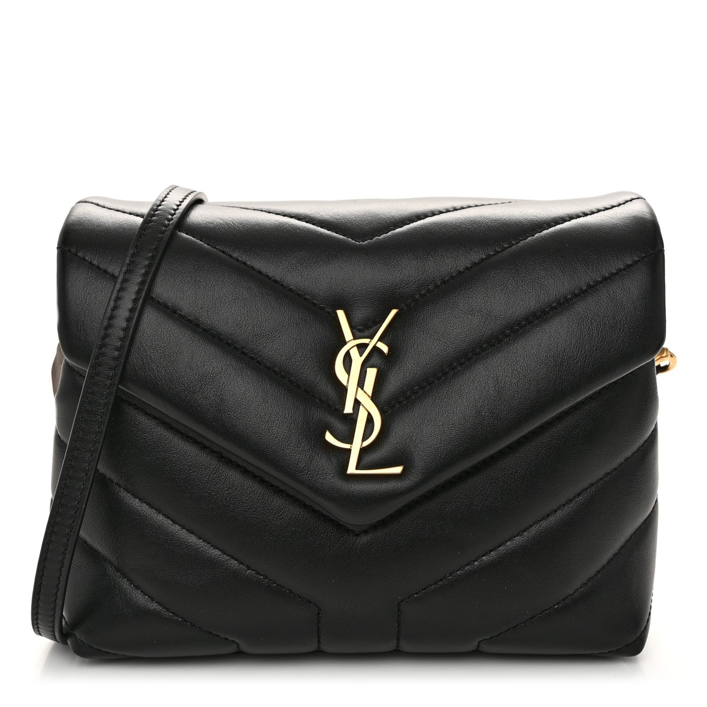 Calfskin Y Quilted Monogram Toy Loulou Crossbody Bag Black