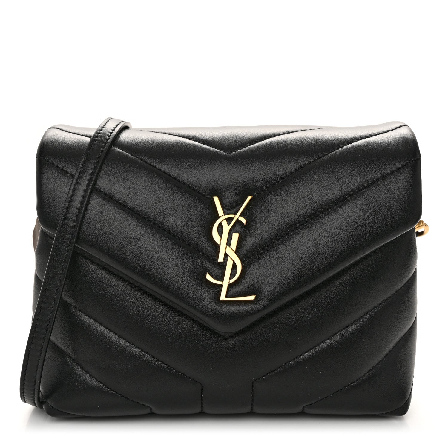 Saint Laurent Calfskin Y Quilted Monogram Toy Loulou Crossbody Bag Black 1 of 10