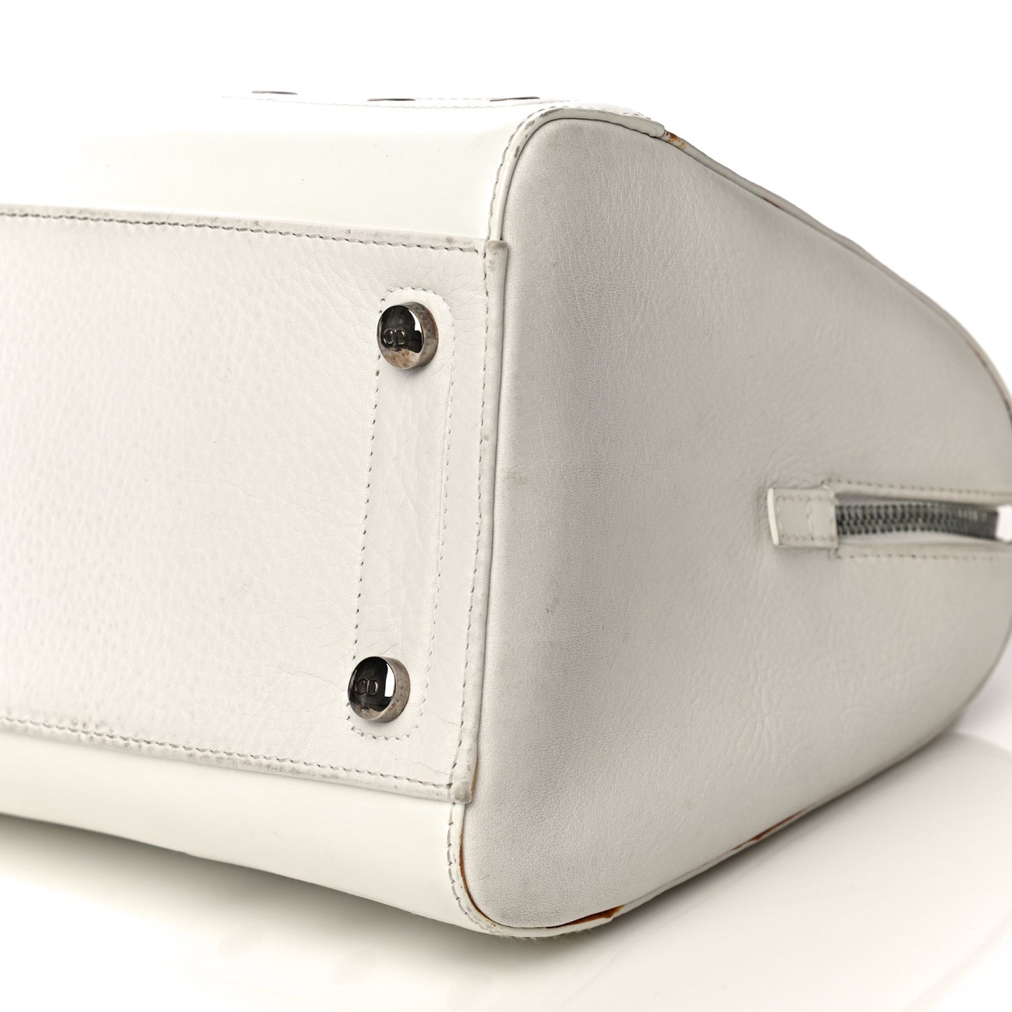 Grained Calfskin Street Chic Top Handle Bag White