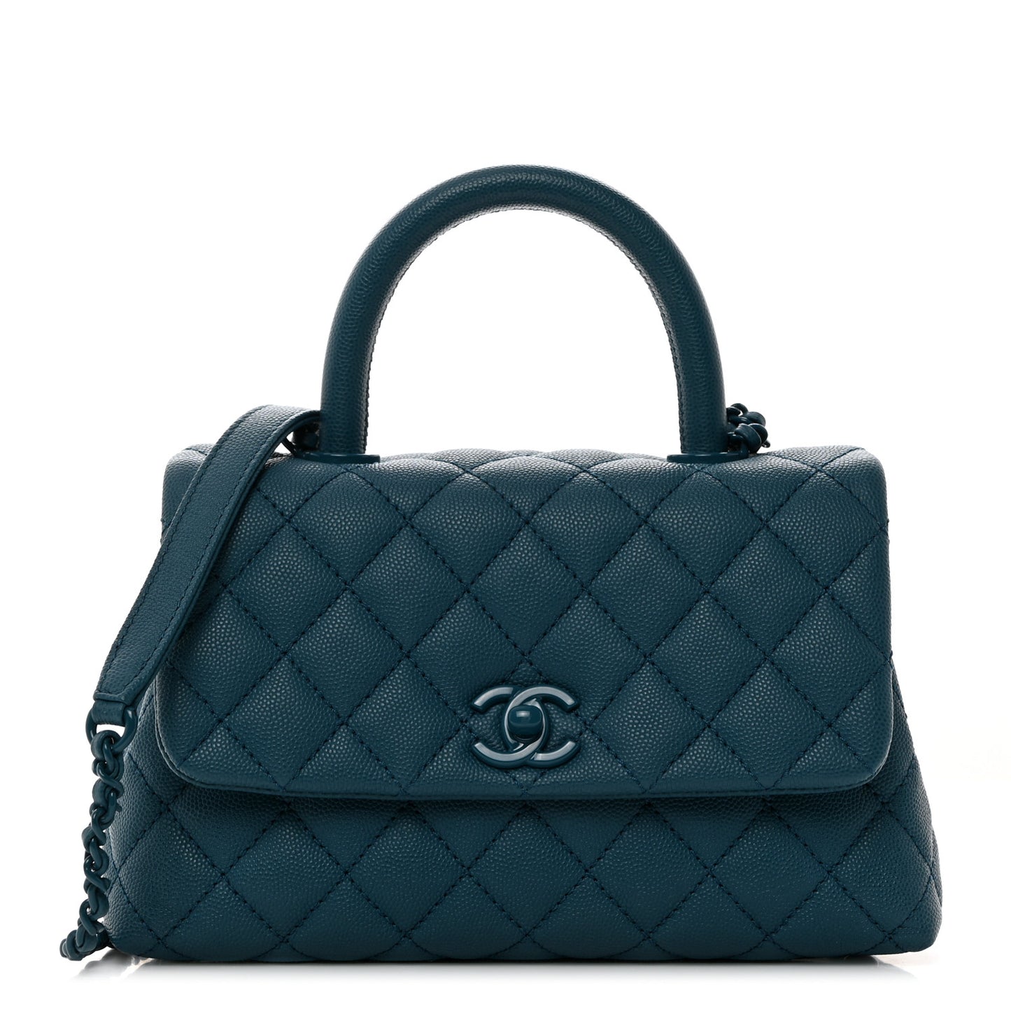 Caviar Quilted Incognito Mini Coco Handle Flap Dark Turquoise
