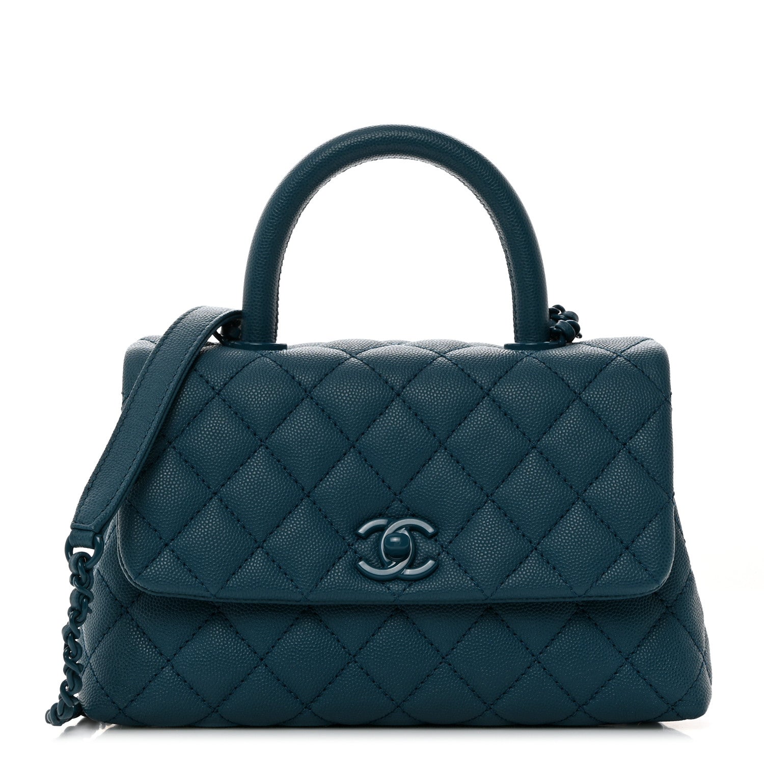 Chanel Caviar Quilted Incognito Mini Coco Handle Flap Dark Turquoise 1 of 10