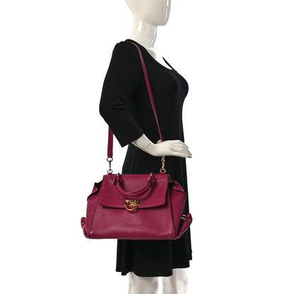 Salvatore Ferragamo Grained Calfskin Sofia Satchel Pink 2 of 15