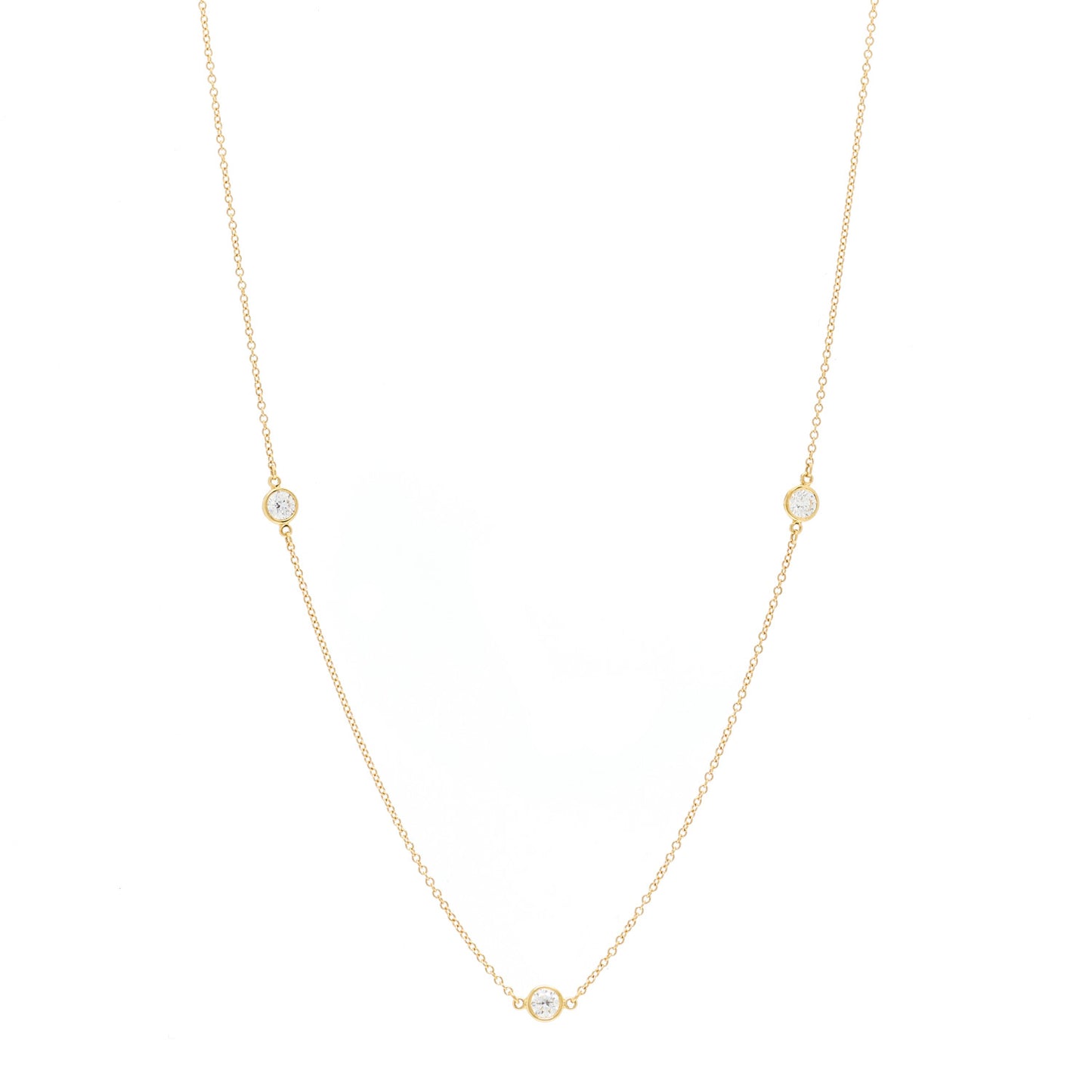 18K Yellow Gold Diamond .70ctw 5 Station Diamonds by the Yard Necklace