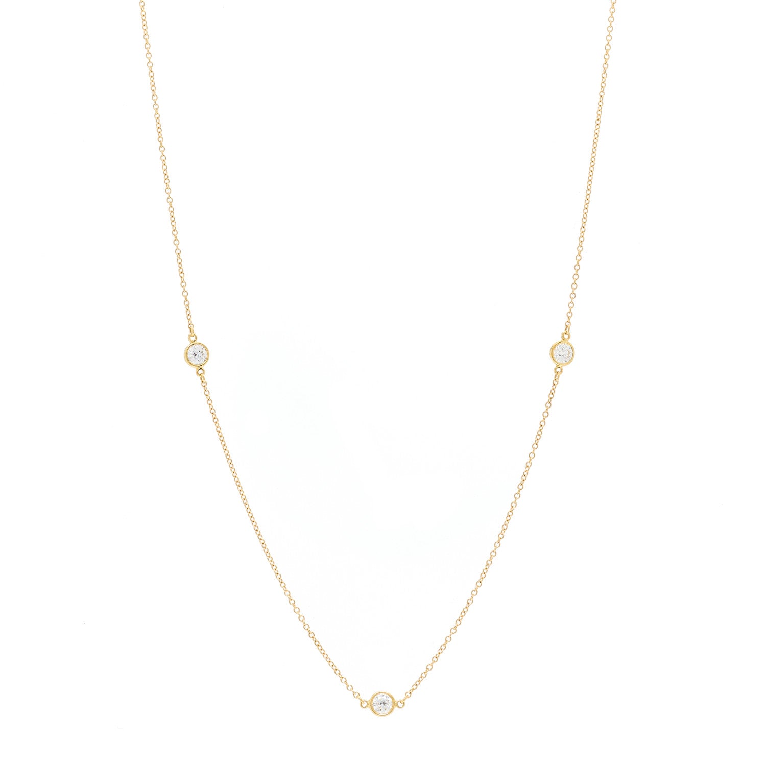 Tiffany 18K Yellow Gold Diamond .70ctw 5 Station Diamonds by the Yard Necklace 1 of 5