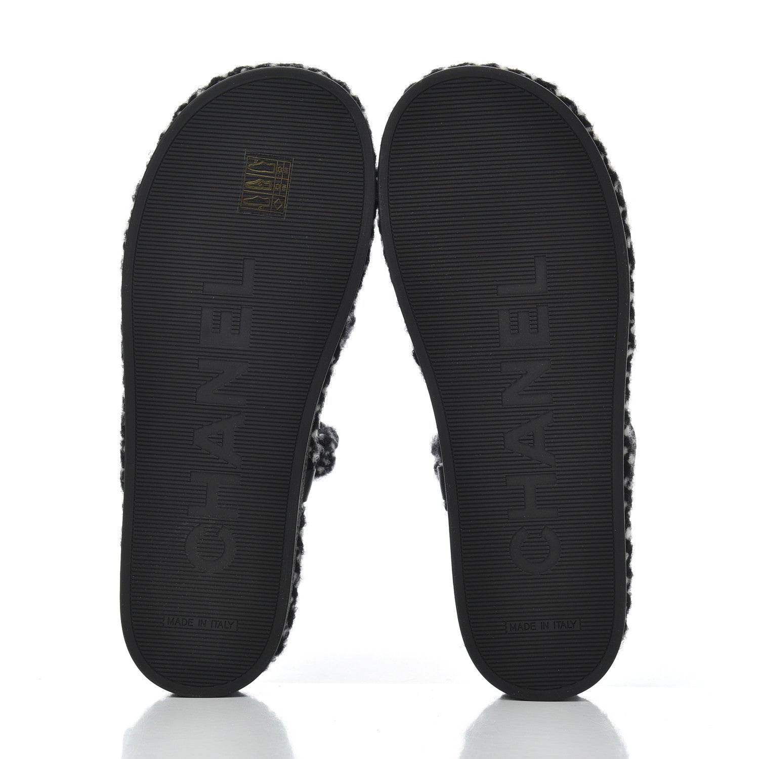 Chanel Cord Lambskin Quilted Logo Sandals 39 Black White 5 of 9