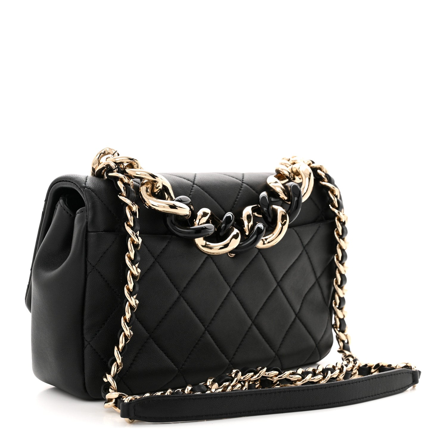 Chanel Lambskin Quilted Resin Bi-Color Chain Flap Bag Black 3 of 10