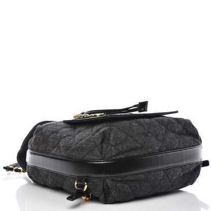 Chanel Denim Calfskin Quilted Backpack Dark Grey Black 4 of 8