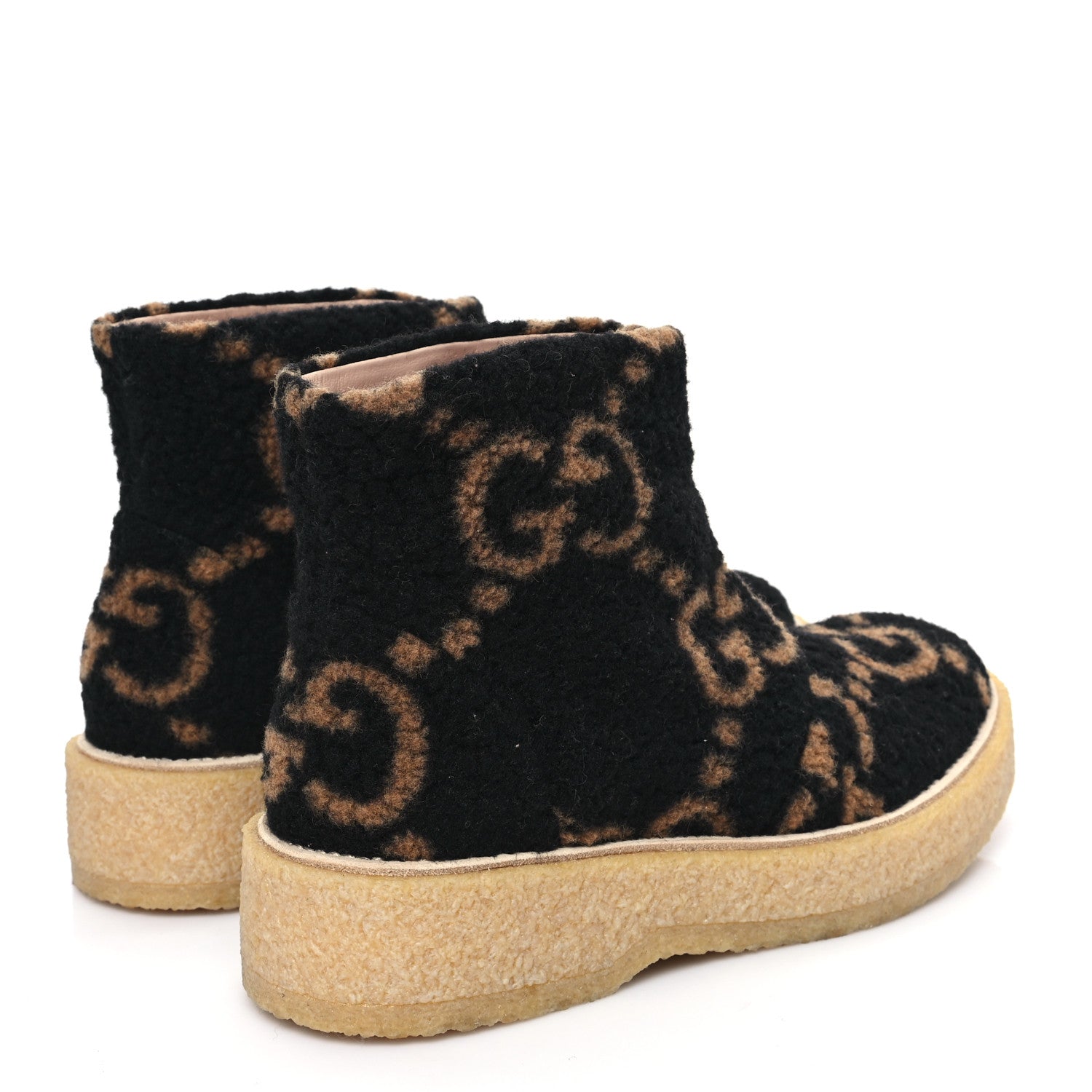 Gucci Faux Shearling Hooper GG Womens Ankle Boots 39 Black Natural Tan 4 of 9