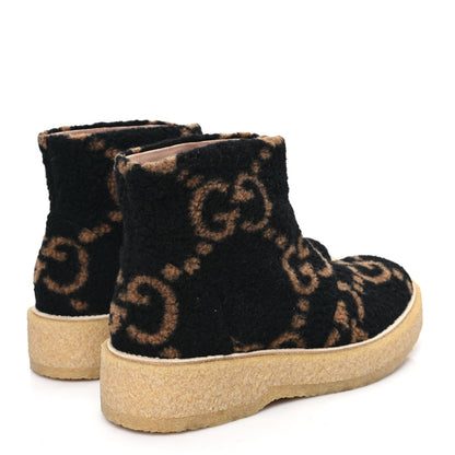 Gucci Faux Shearling Hooper GG Womens Ankle Boots 39 Black Natural Tan 4 of 9