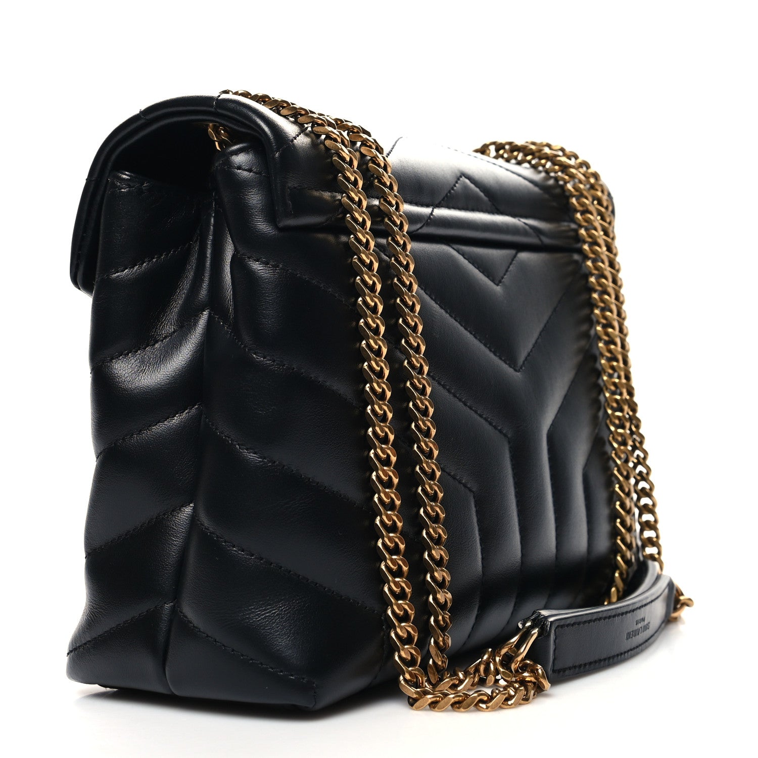 Saint Laurent Calfskin Y Quilted Monogram Small Loulou Chain Satchel Black 3 of 11