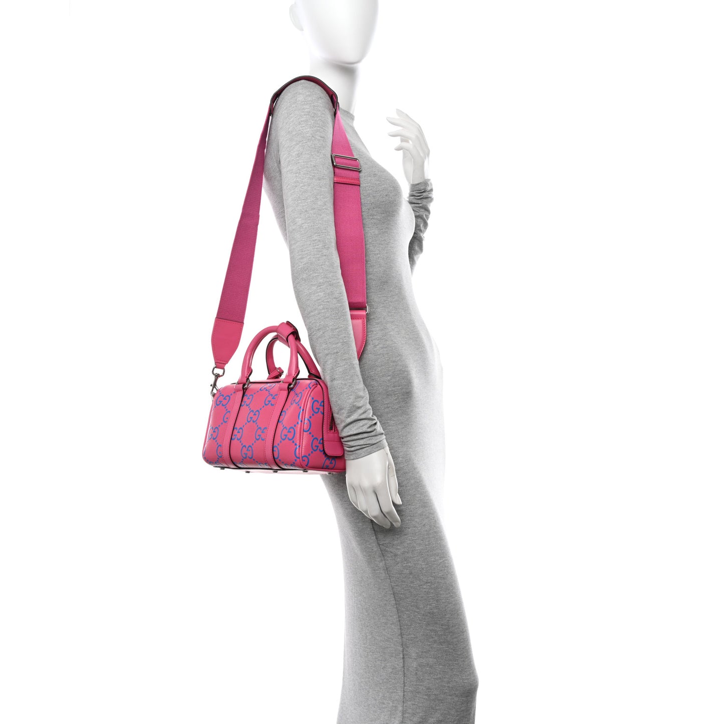 Calfskin GG Tennis Bi-Color Embossed Mini Duffle Bag Modern Fucsia Modern Blue