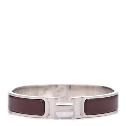 Hermes Enamel Narrow Clic Clac H Bracelet GM Chocolate 1 of 6