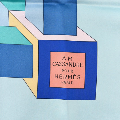 Hermes Silk Perspective II Cassandre Scarf 90 Ciel Turquoise 2 of 4